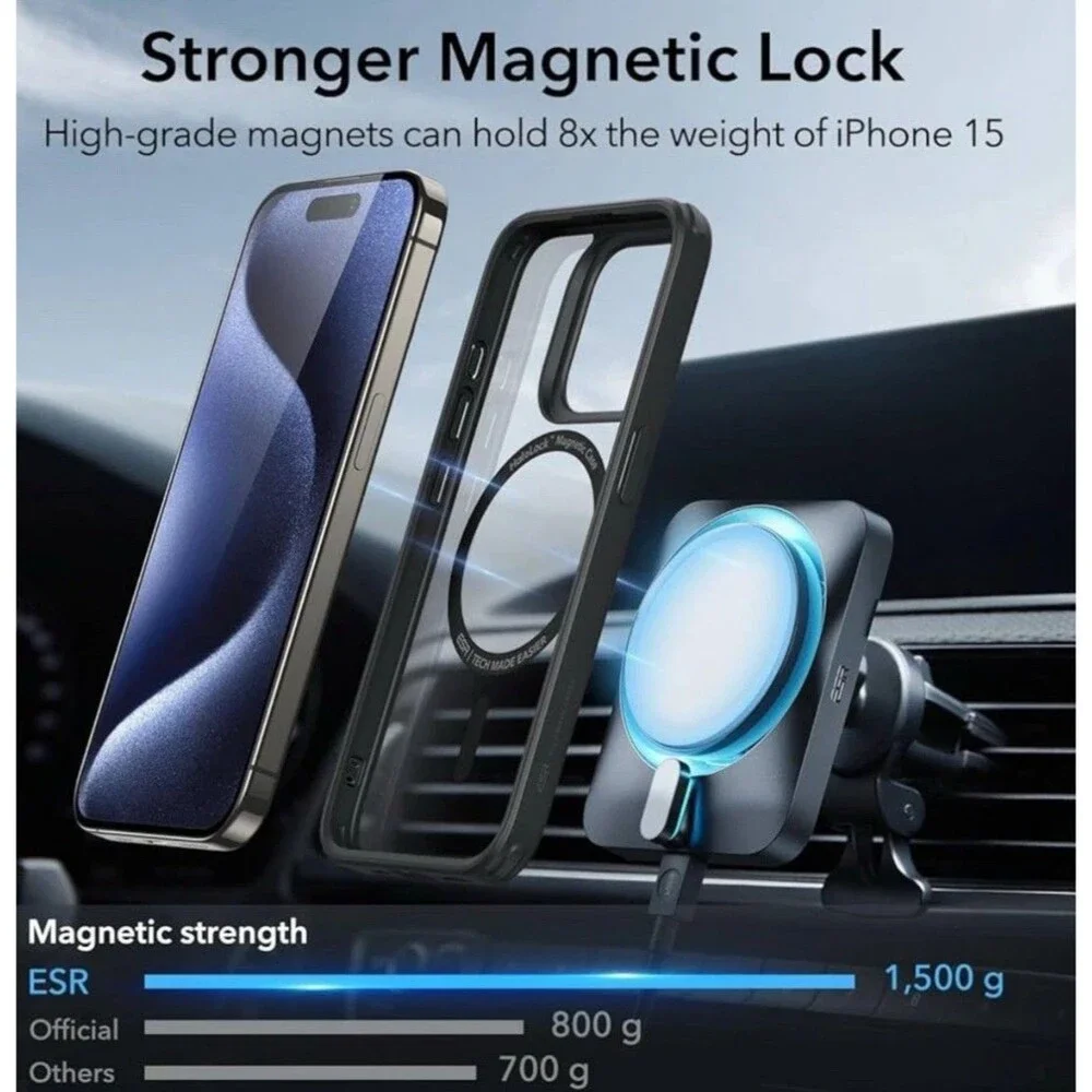 ALPHEX Strong Magnetic Case, Official Color iPhone 15 Pro, Black Titanium 6 PACK